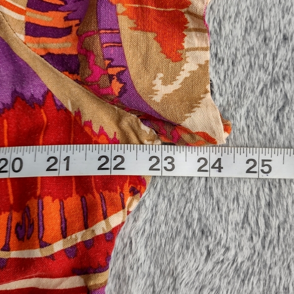 Ruby Rd. Abstract Linen Blend Shirt Size 16 Red & Tan - Picture 7 of 8